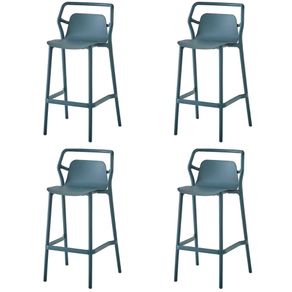 1 Kit 4 Banquetas Altas Enjoy Rivatti 95 cm -Altura- em PP Cor Azul Aura Empilhavel com Protecao UV